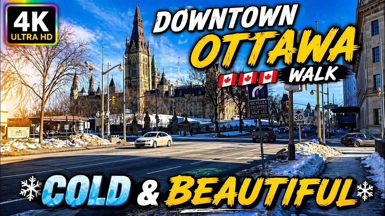 [4K]Walking Downtown Ottawa 🇨🇦 | Sunny Winter Day (-10°C) | Kent to Rideau via Wellington|2026