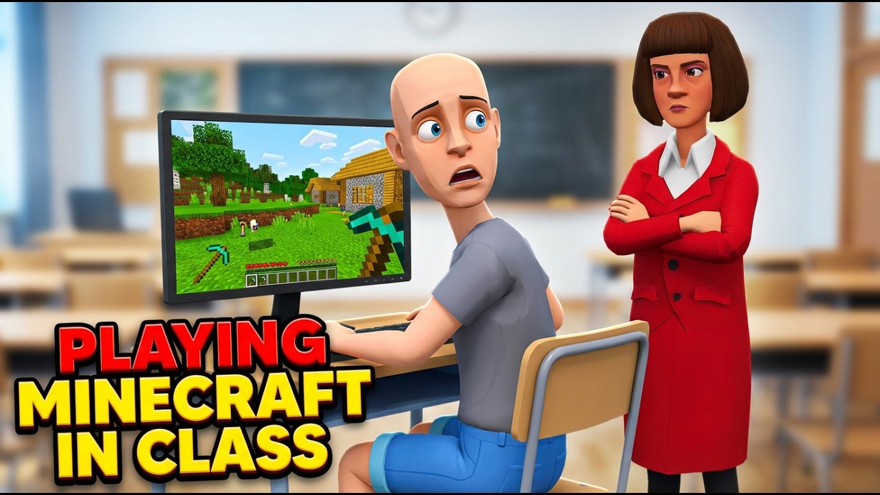 Classic Caillou plays Minecraft in class/Refuses to hand phone over to Teacher/ Detention/ Grounded