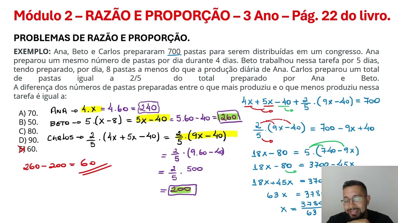 Aula 1 - 3 Ano - Problemas de proporção e razão