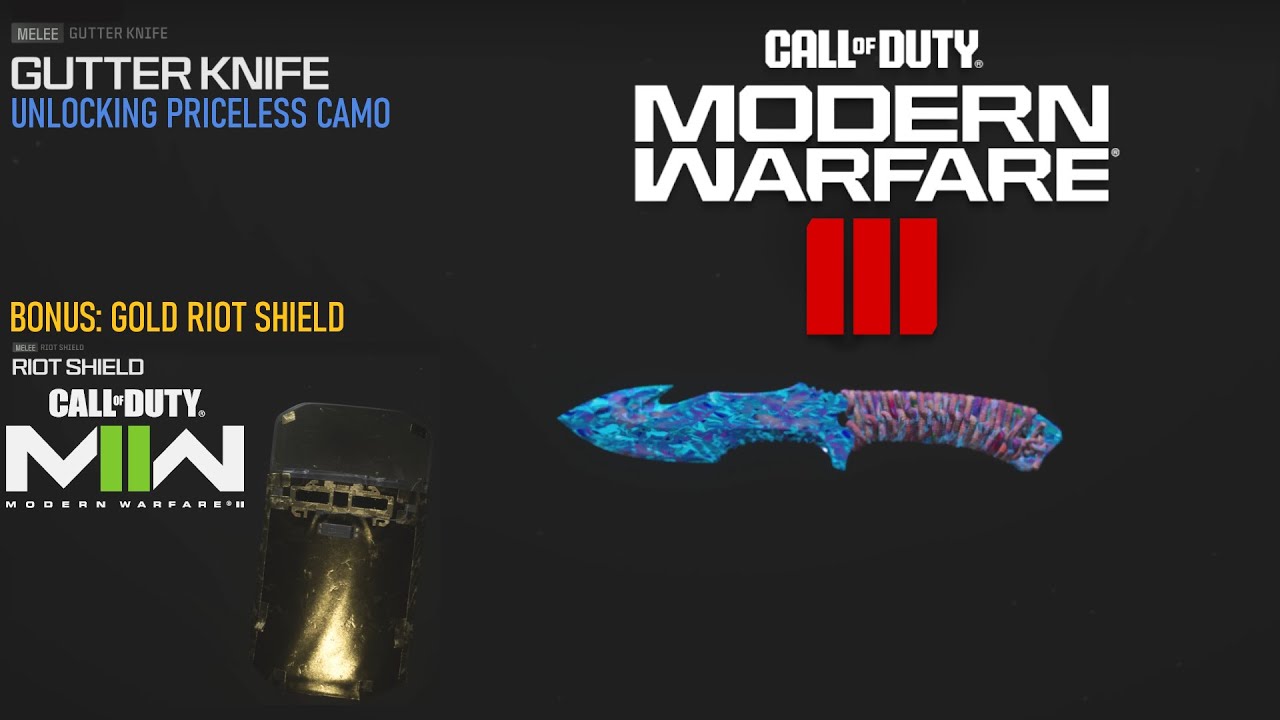 CALL OF DUTY - MODERN WARFARE 3 - UNLOCKING PRICELESS CAMO -GUTTER KNIFE MELEE