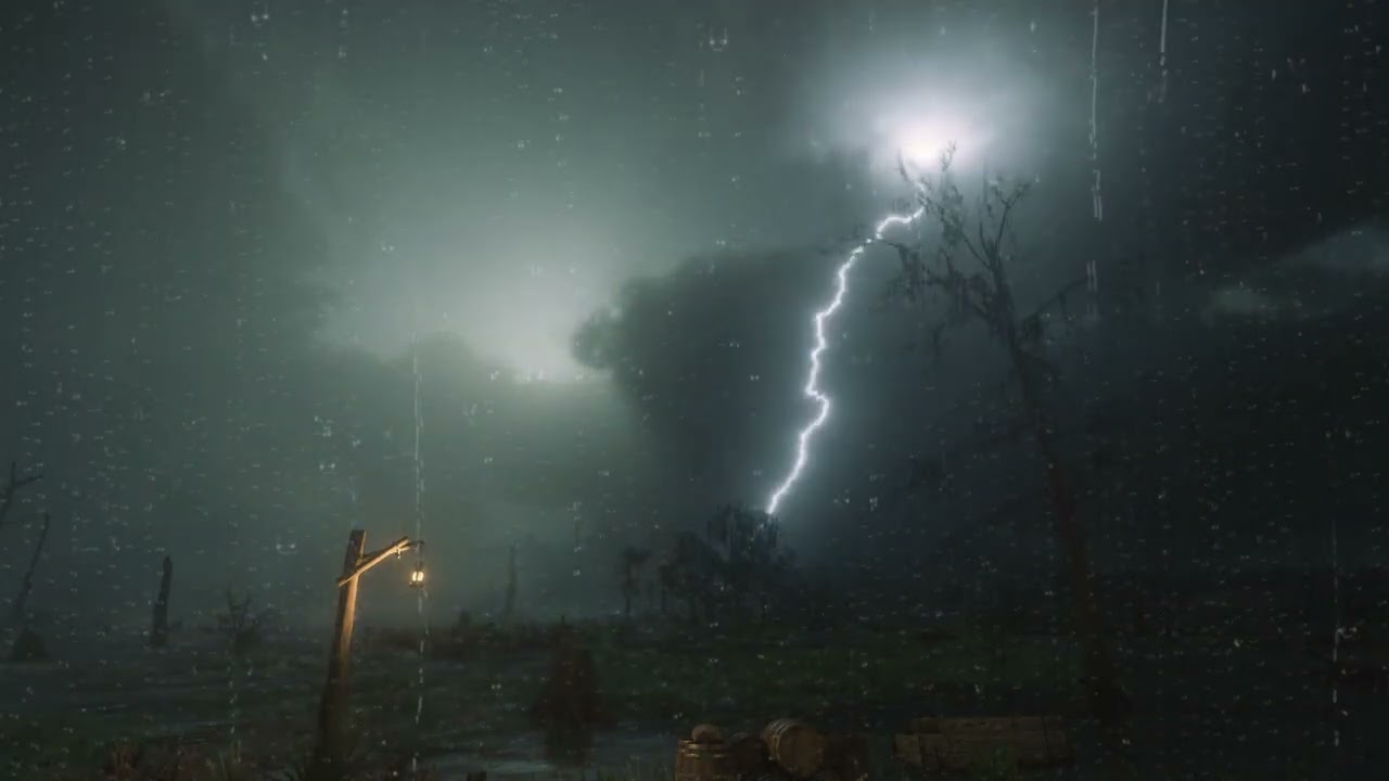 Intense Storm Night | Heavy Rain ASMR | RDR 2