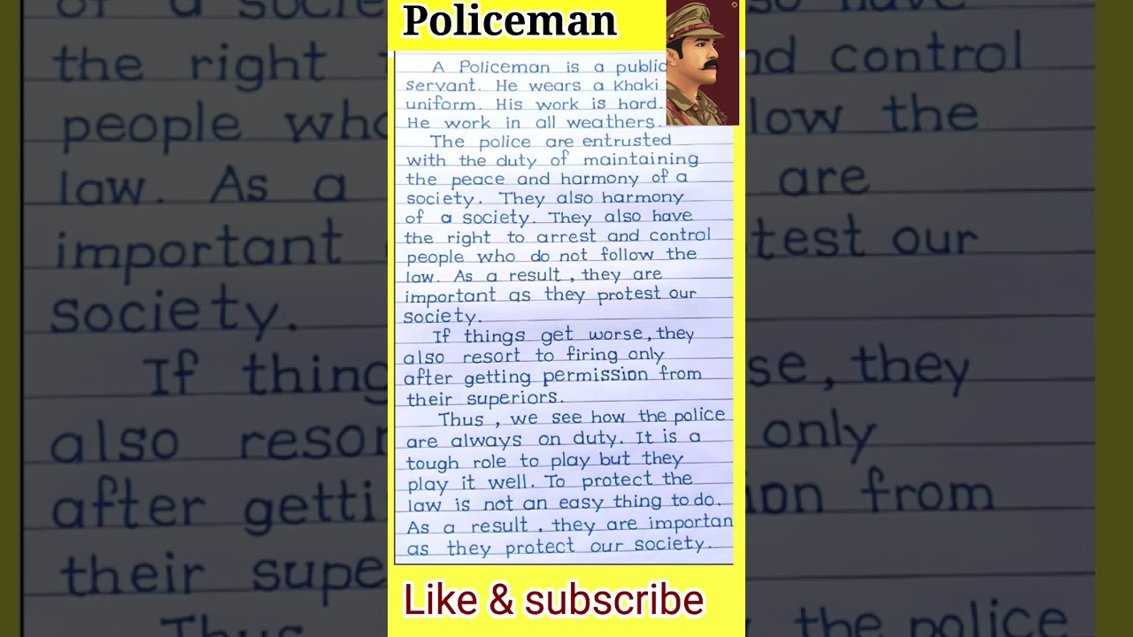 10 Lines Essay On Policeman In English | Policeman Essay #essay #police #shorts