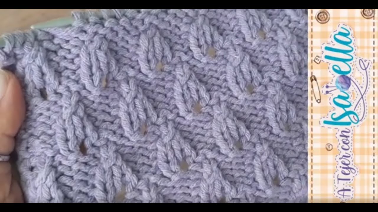 Como Tejer con dos agujas Punto hoja.
