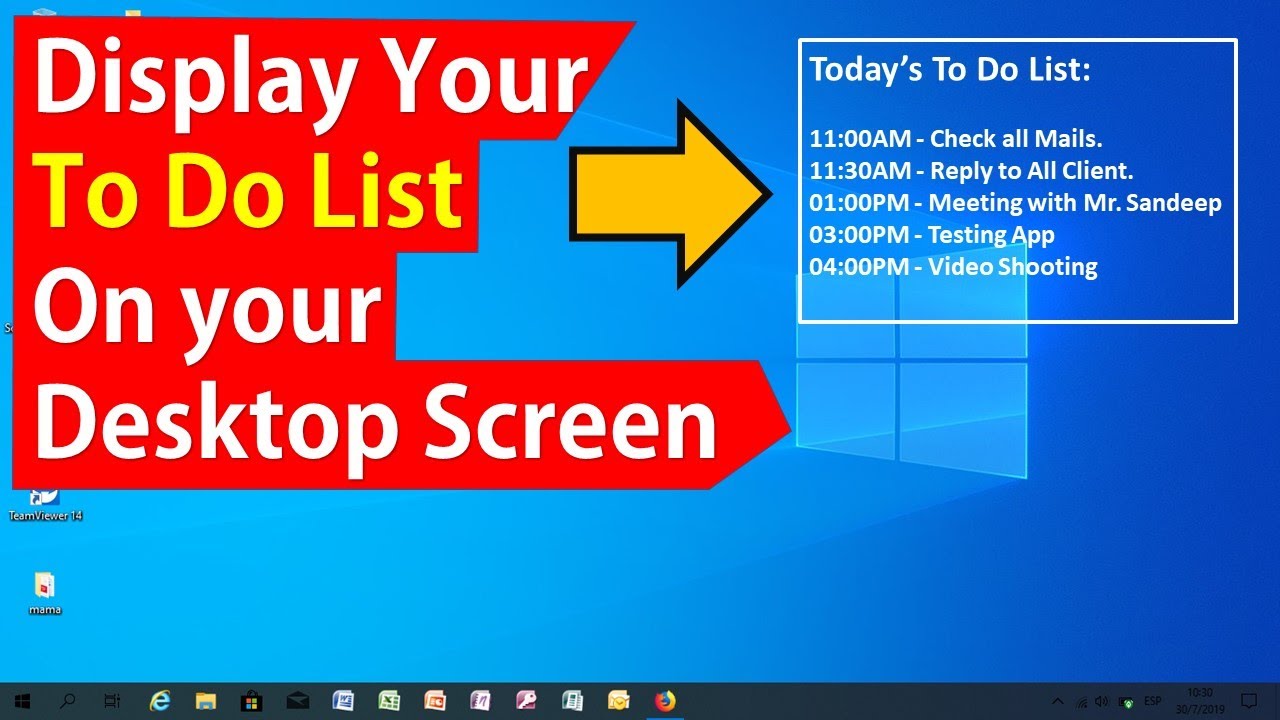 Best Way to Finish your Daily Task on time by displaying your to do list on your desktop
