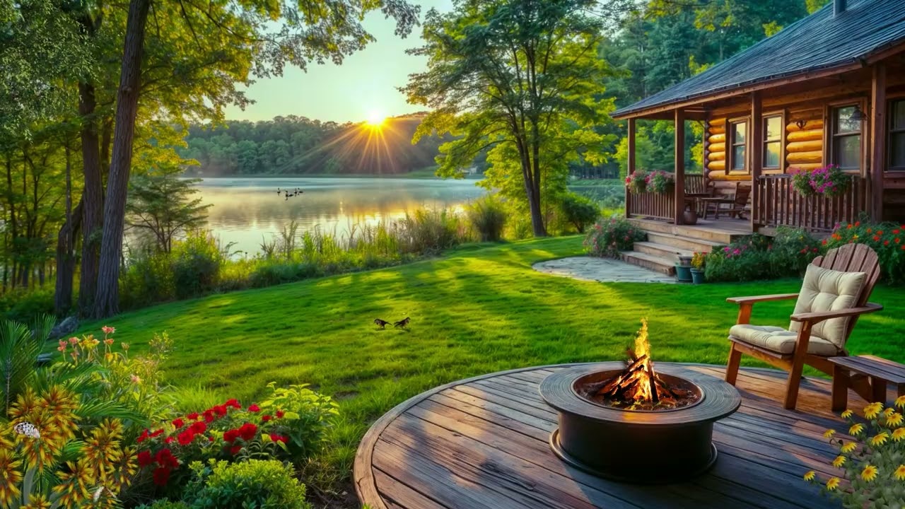 Morning Ambience | Birds Chirping & Lake Sounds on the Lakeshore for Relaxation