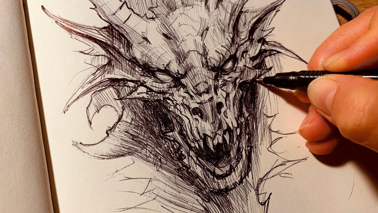 Drawing the Mythical Creature | Sketching with Ballpoint pen!