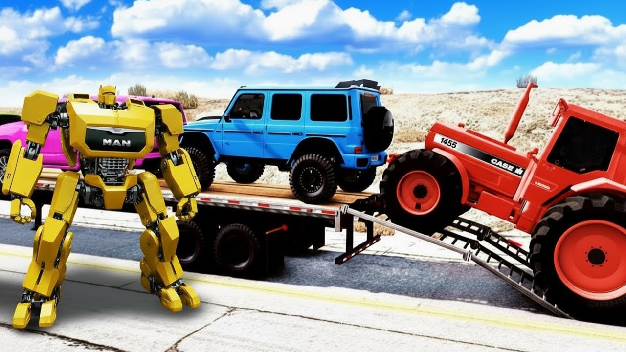 Flatbed Truck Mcqueen | Transportation with Truck - Pothole vs Car #021