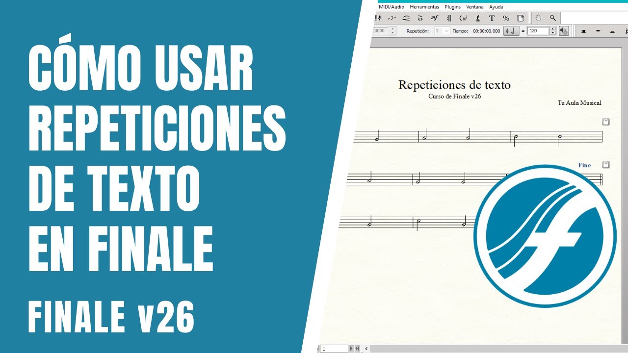 Cómo configurar repeticiones de texto en Finale | Curso Finale 26