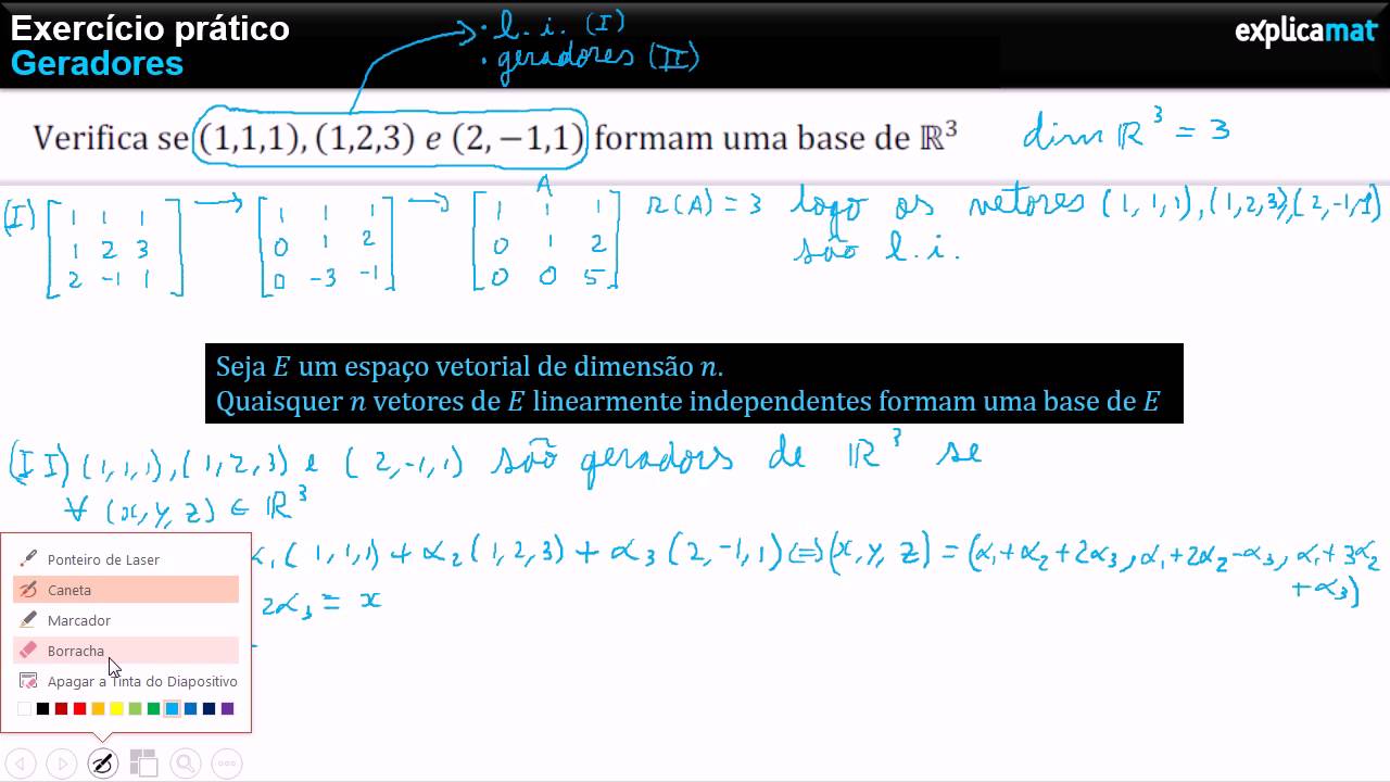 Base de R3 - Vetores Linearmente Independentes