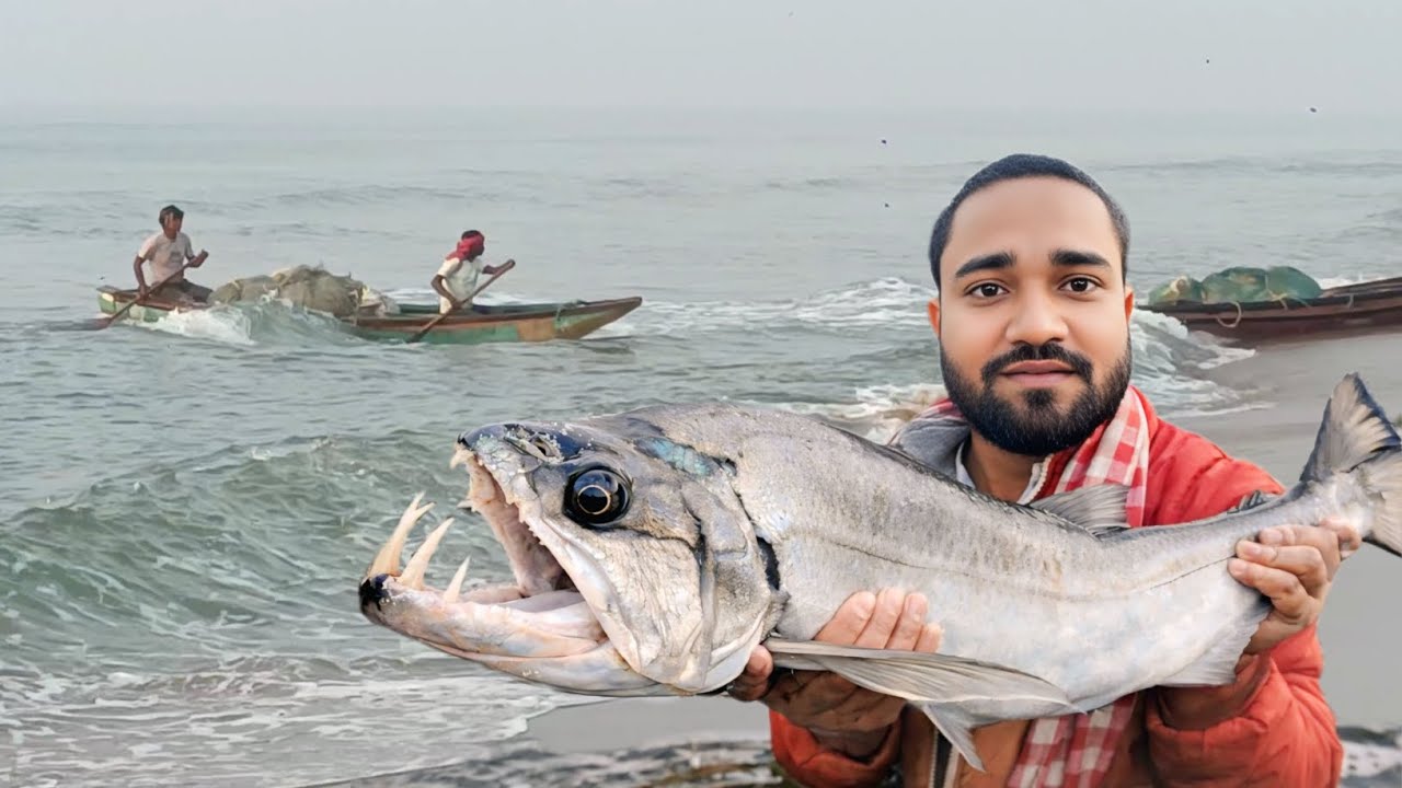 ପୁରୀ ସମୁଦ୍ରରୁ ଆସିଲା ଜୀୟନ୍ତା ବଡ଼ ମାଛ || PURI SEA BEACH || FISHING VIDEO IN SEA || CAUGHT A BIG FISH 