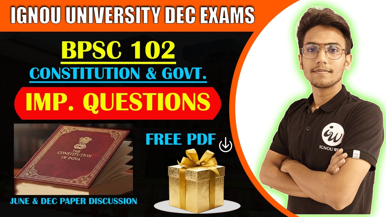 BPSC 102 || INDIAN CONSTITUTION - HINDI  || IMPORTANT QUESTIONS | IGNOU WALAY