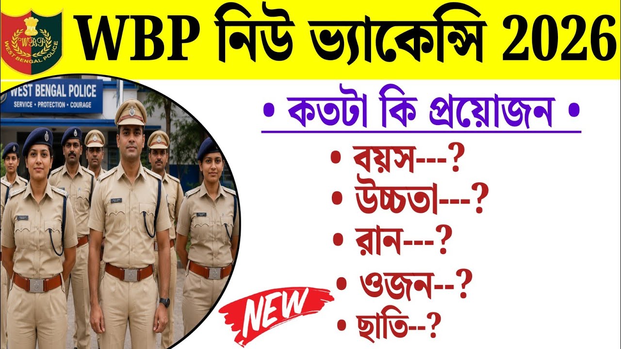 WBP New Vacancy 2026 | Height, Weight, Chest & Run Details | Full Physical Eligibility Latest Update