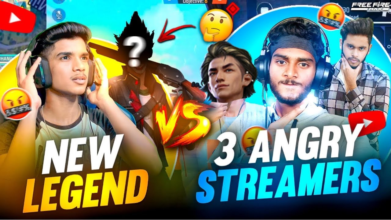 😨NEW LEGEND OF 👑LEGENDS | 3 ANGRY STREAMERS🤬| 1 VS 4🔥| FREE FIRE IN TELUGU #dfg #freefire
