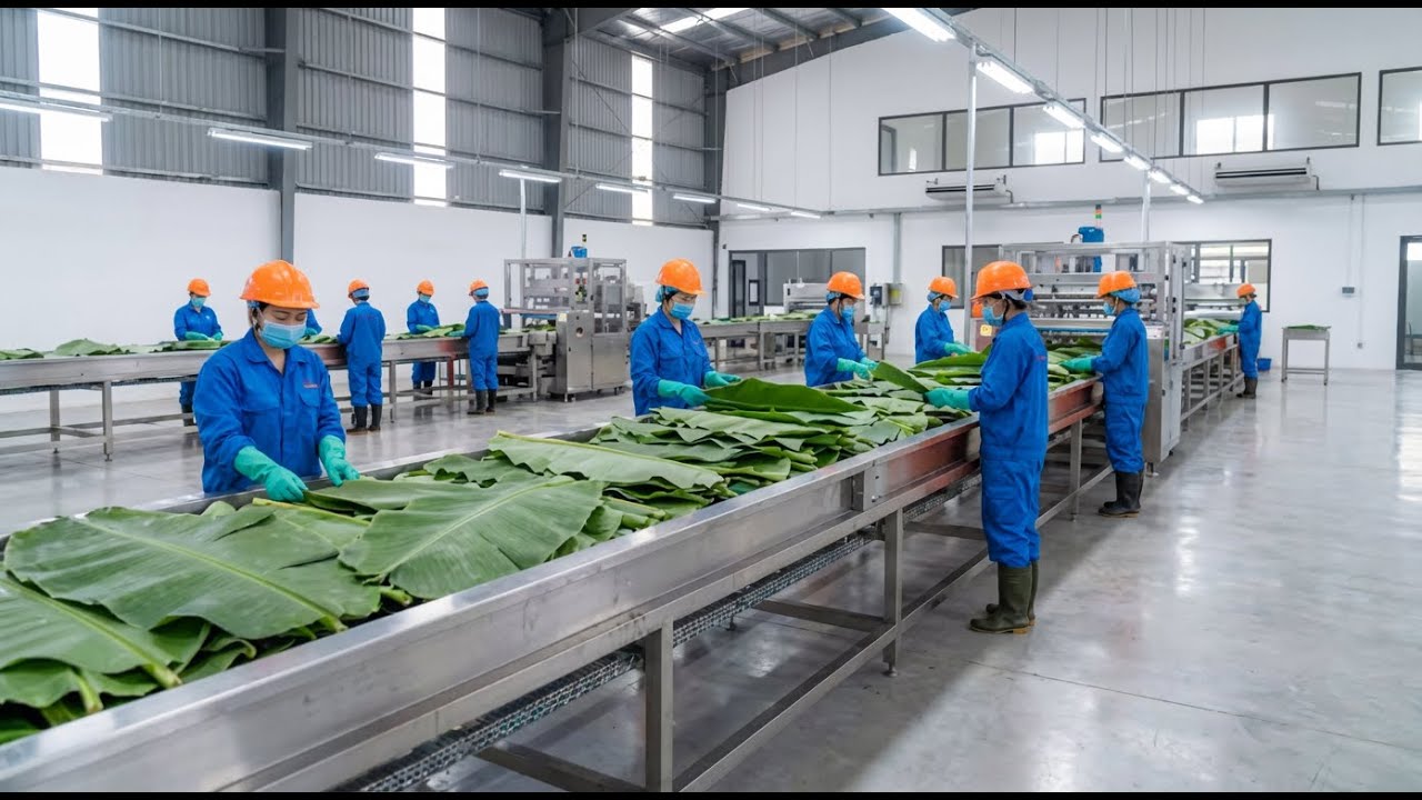 50,000 Banana Leaf Plates Every Day – VIP Factory Process You’ve Never Seen
