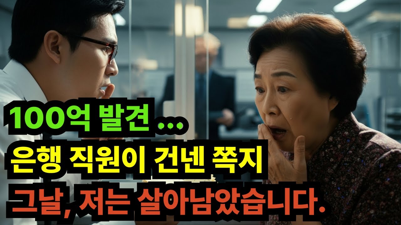 100억 찾으러 간 은행에서, 직원이 몰래 건넨 한 문장...그날 저는 살아서 나와야 했습니다.#시니어드라마 #인생사연#시니어이야기 #라디오드라마 #오디오드라마 #인생이야기