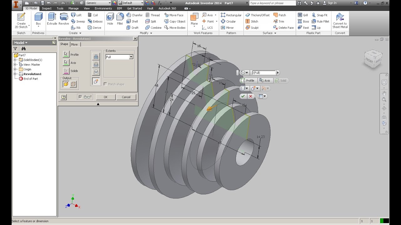 Polea escalonada en V en Inventor 2014