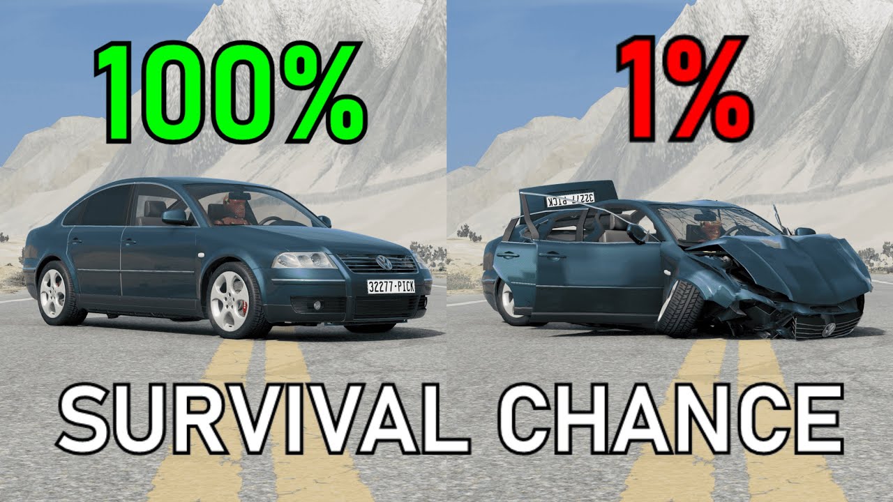 Realistic Survival Chance Crashes #48 (With Dummies) | BeamNG.drive