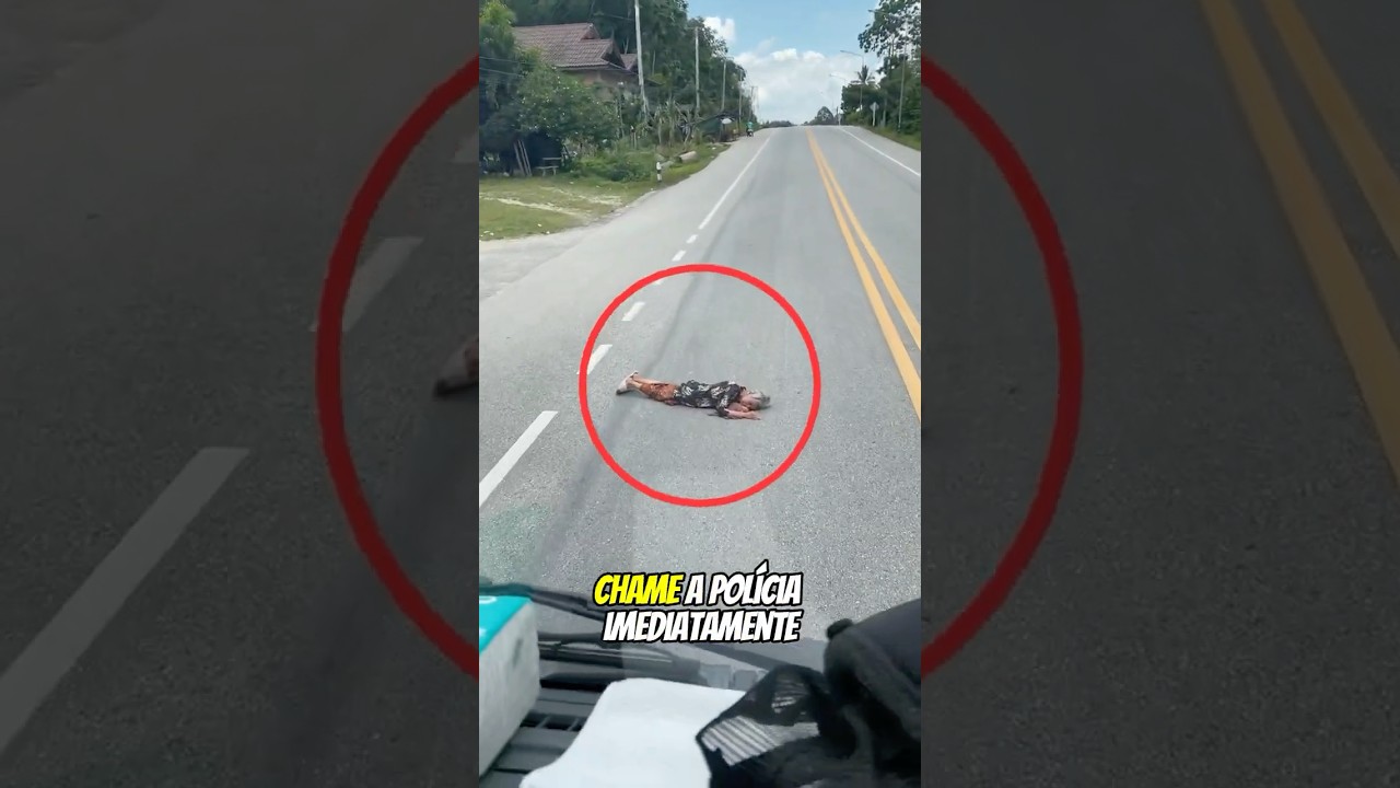 Por que essa senhora est&aacute; deitada na estrada⁉️😱