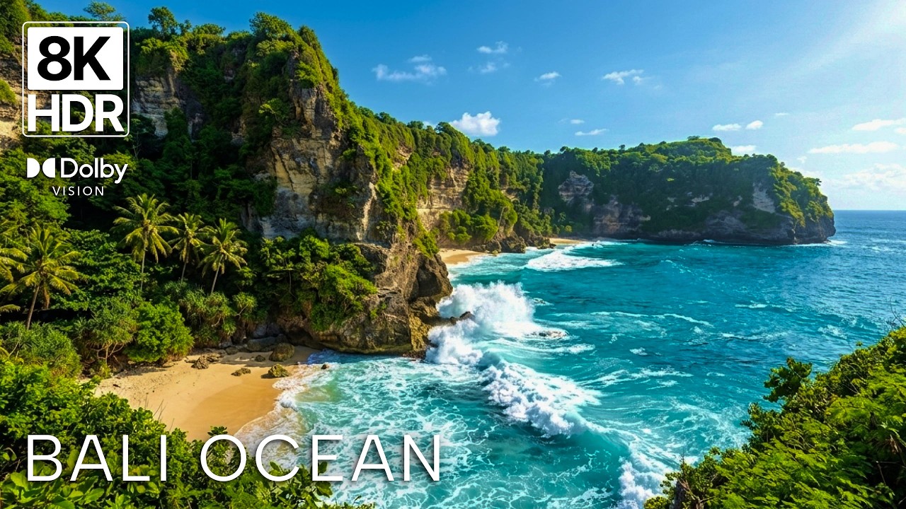 8K ULTRA HD Bali Ocean Waves — Relaxing TV Background Screensaver (1 Hour) • Living Wallpaper