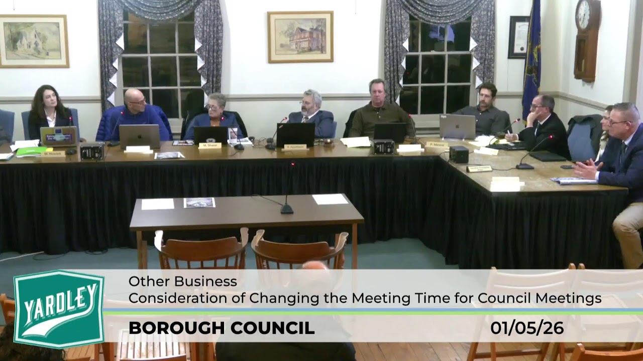 YARDLEY BOROUGH COUNCIL MEETING TUESDAY,  January 5, 2026 | 7:30PM