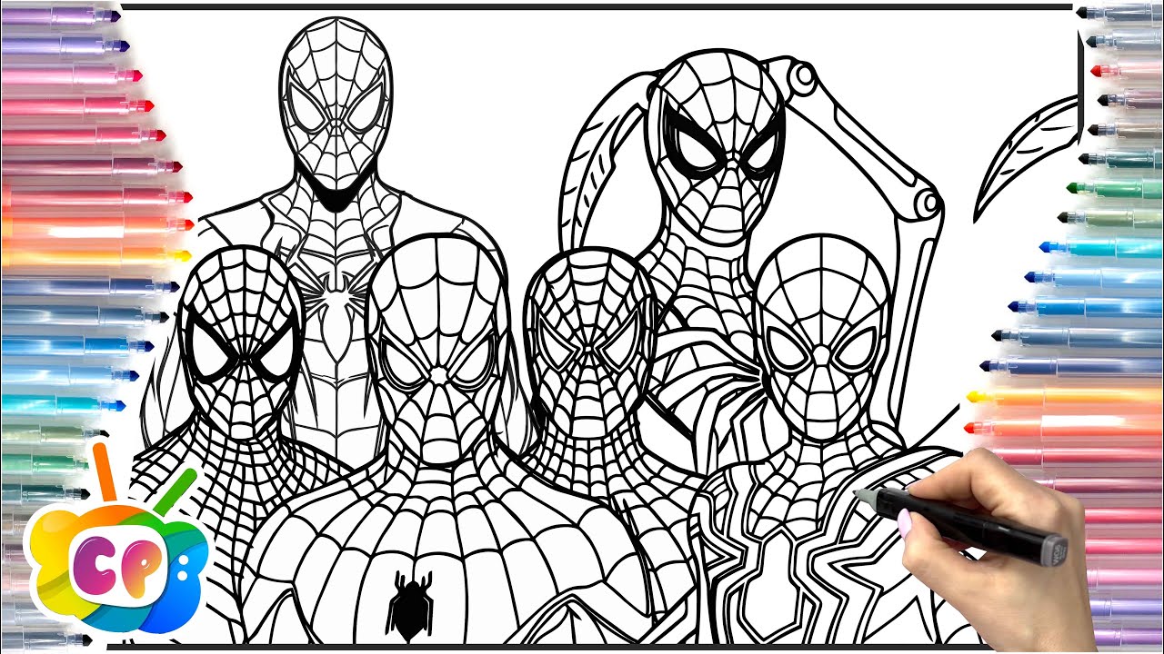 Spider-man coloring pages. Spider-man 6 versions. The Amazing Spider-Man coloring.