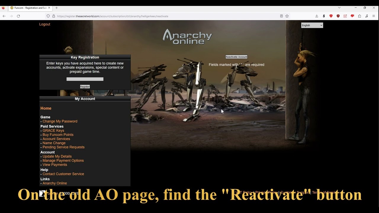 Anarchy Online: How to reactivate a 