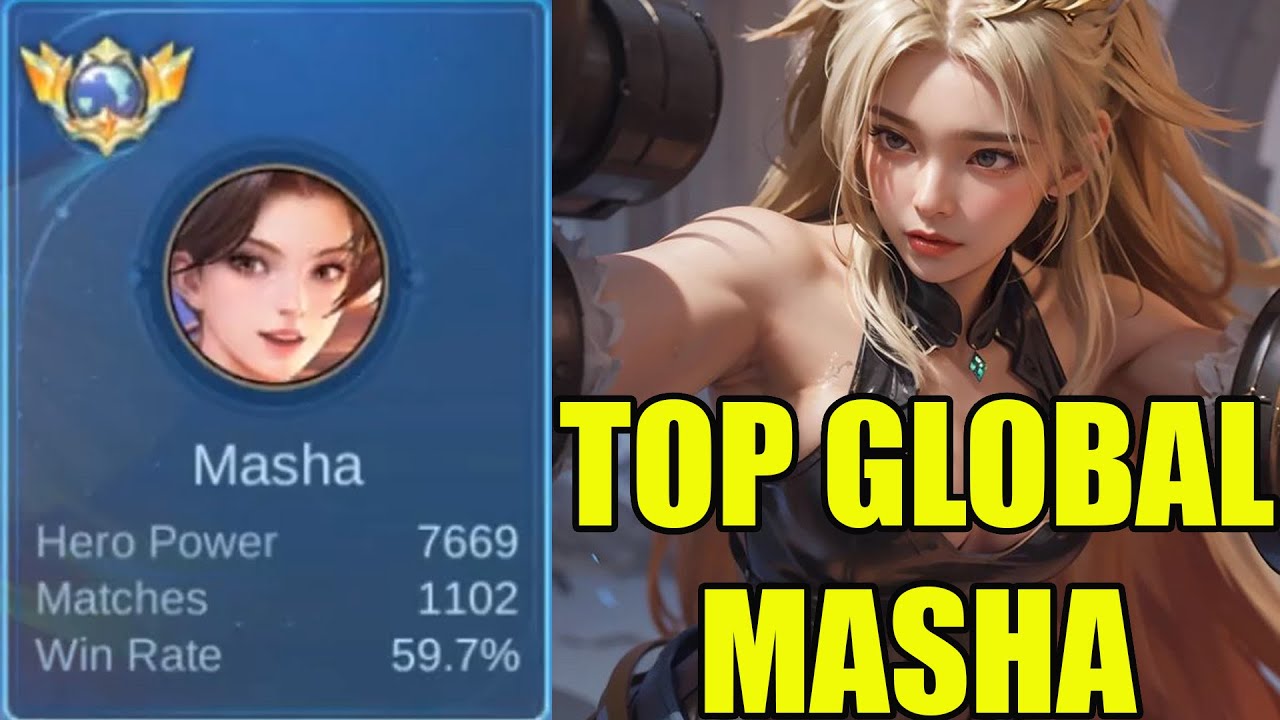GA NYANGKA MASHA GOLD LANE over power banget buat push rank immortal - top global masha mlbb