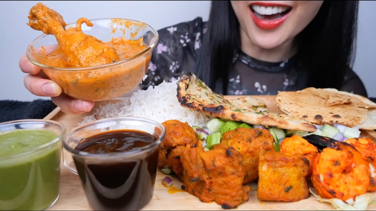 BUTTER CHICKEN + FISH TIKKA + PRAWNS TANDOORI (ASMR EATING SOUNDS) NO TALKING | SAS-ASMR