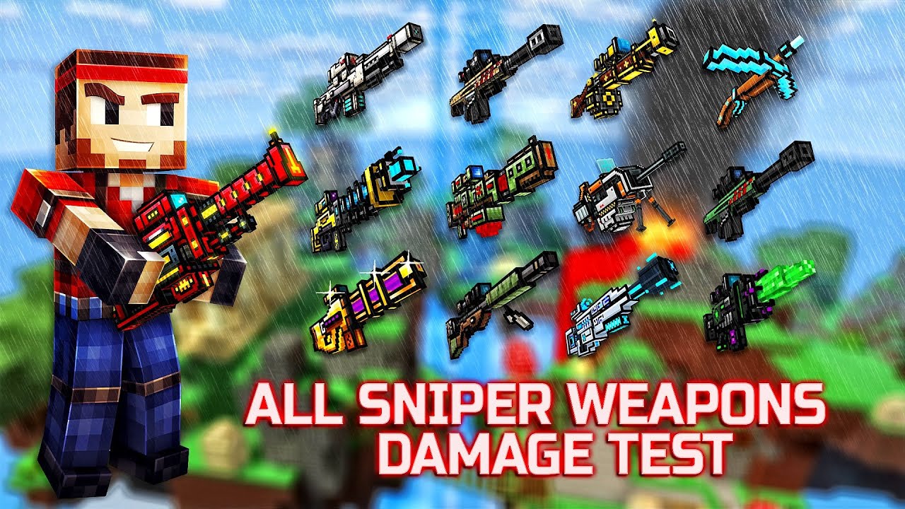 Pixel Gun 3D - ALL Sniper Weapons Shots Damage Test + Reloading Speed