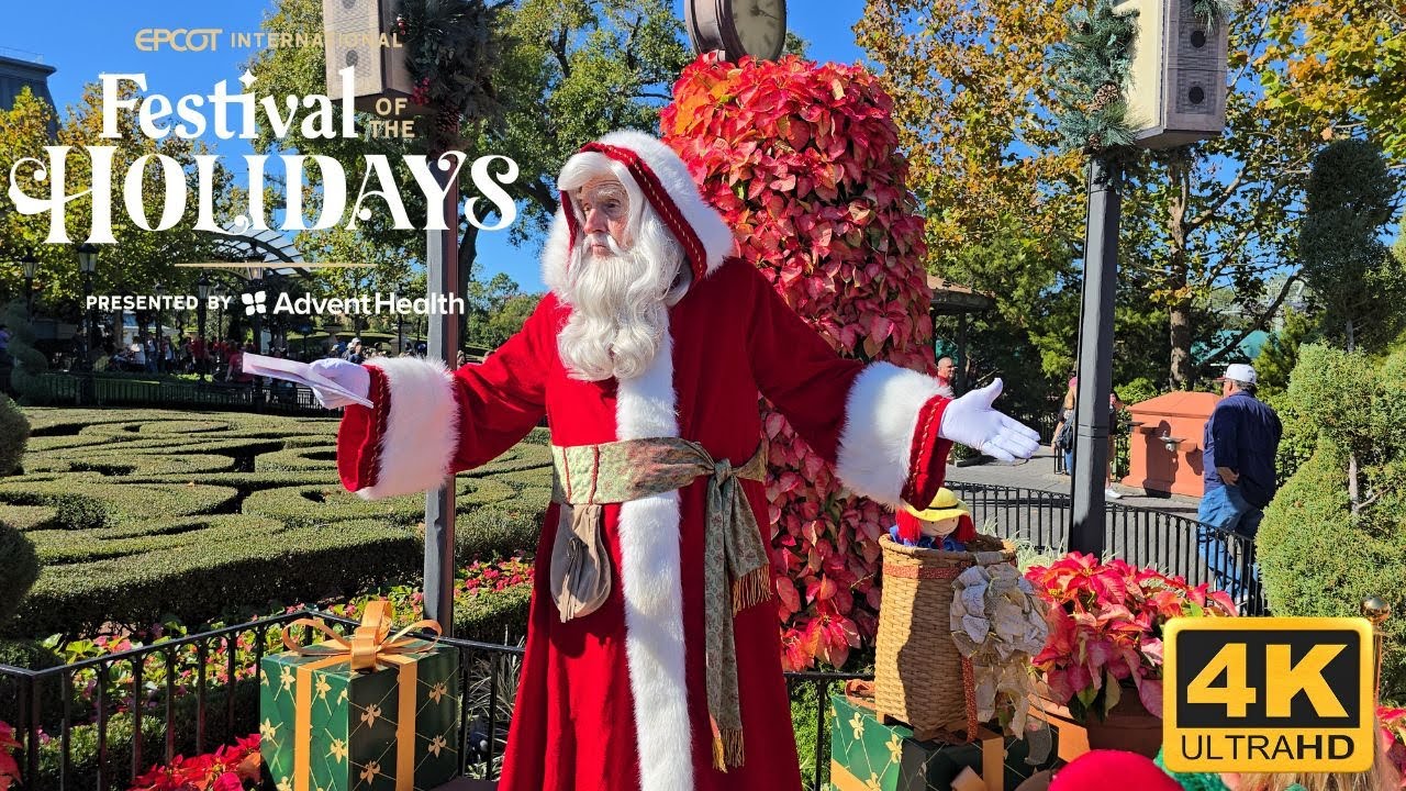 Père Noël Storyteller EPCOT International Festival of the Holidays 2024 4K Disney Christmas