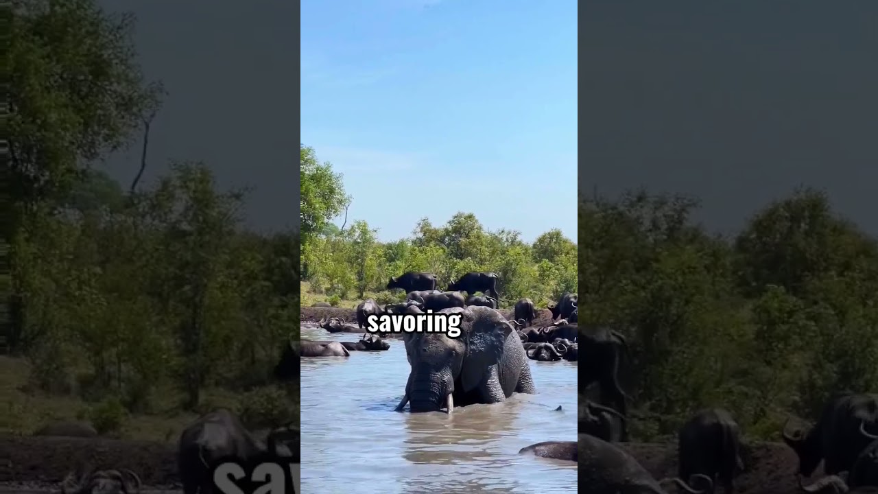 Harmonious Riverside Gathering: Elephants Basking in Sunlit Serenity 