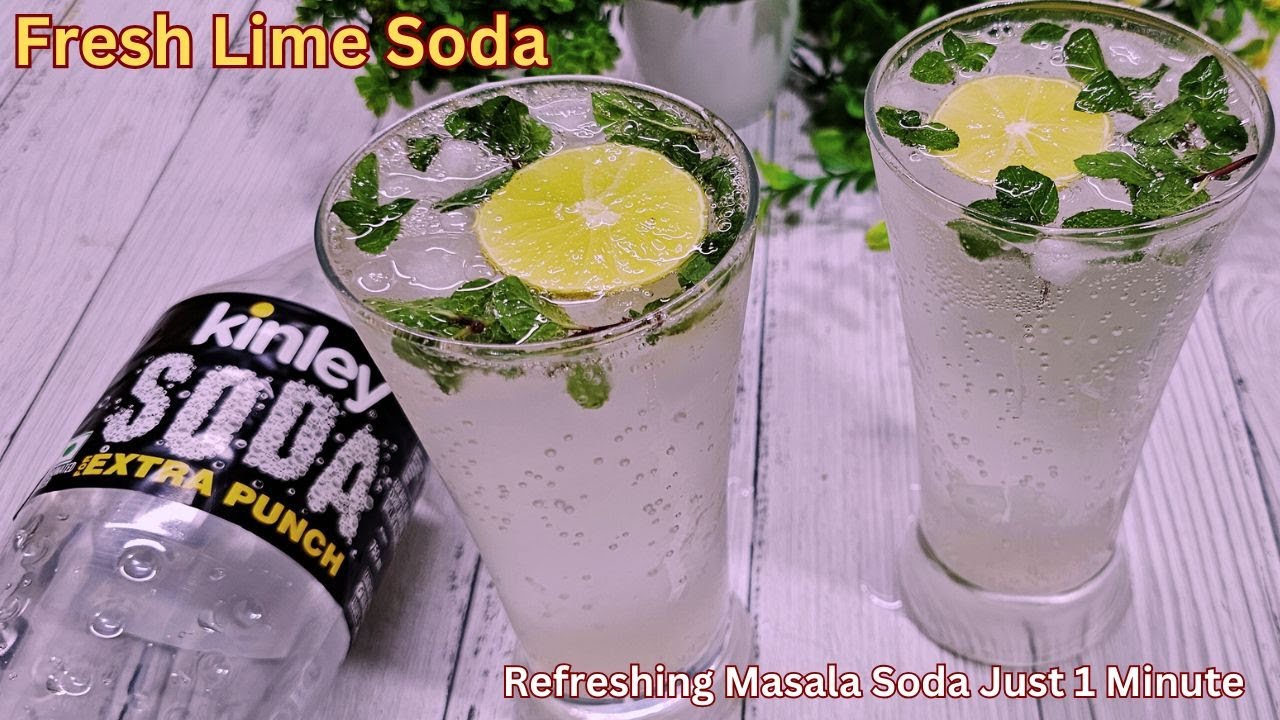 Fresh Lime Soda Recipe | How to Make Fresh Lime Soda | Lemon Soda Recipe | Kinley Soda Masala 🍋