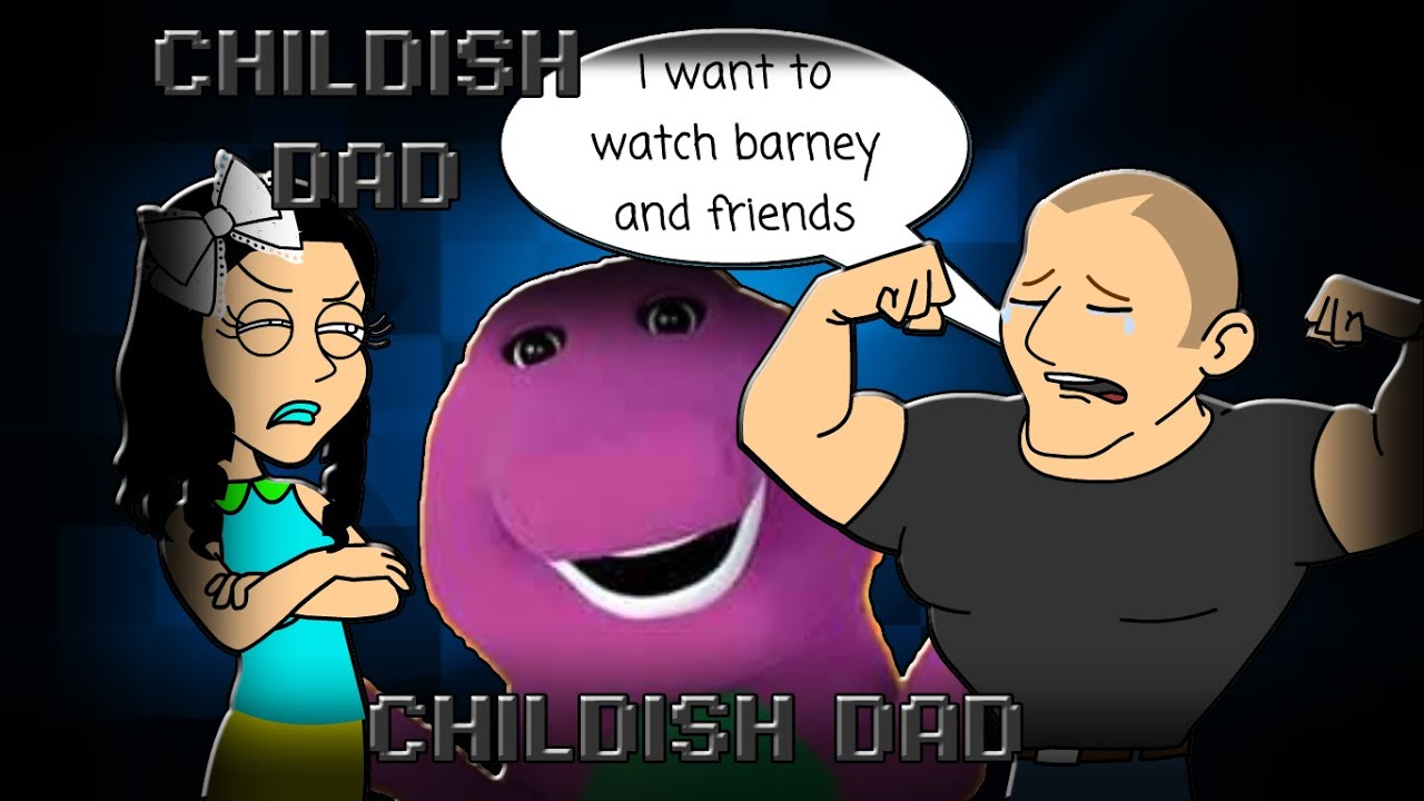 Childish Dad misbehaves for a babysitter