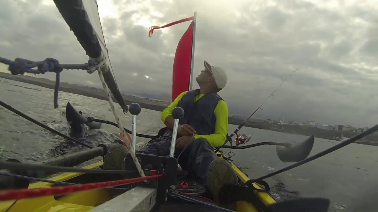 The Art of Kayak Sailing : Ocean Trident 13 fishing kayak powered by Kayaksailor segel  voile