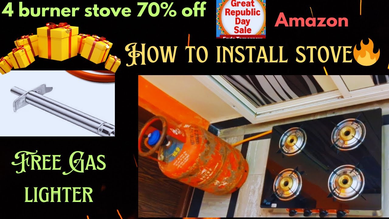 4 burner Gas stove|how to install|how to connect gas cylinder to stove|free GL|amazon republic offer