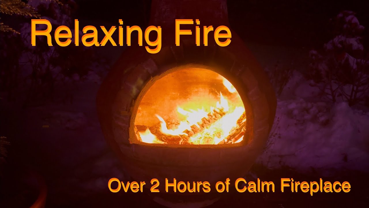 Relaxing Fire. Nighttime Wood Burning Fireplace