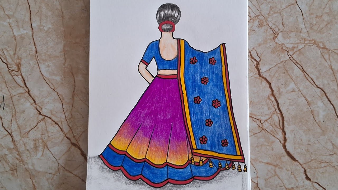 Easy girl drawing beautiful lehenga#easy#girl#drawing#lehenga 