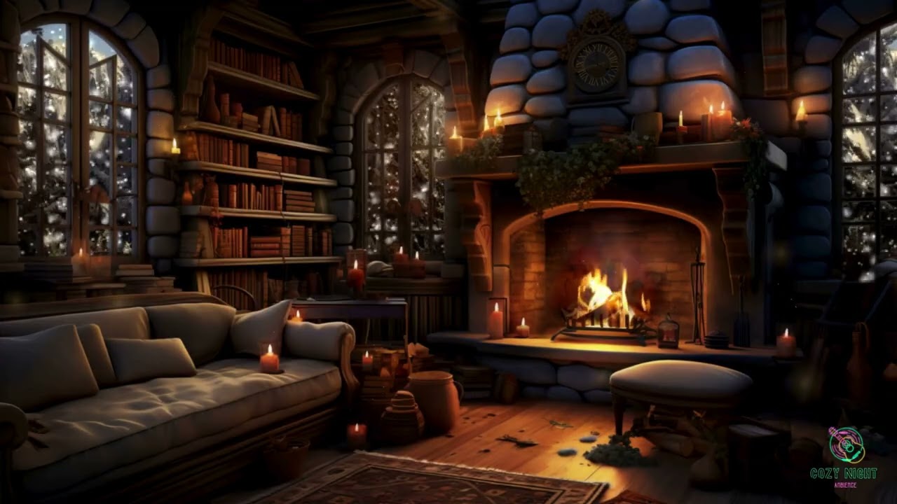 ❄️ Cozy Snowfall & Crackling Fireplace 🔥 | 1 Hour Deep Sleep & Relaxation