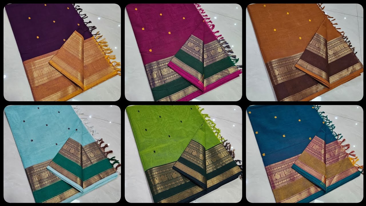 Premium# kanchi #cotton putta sarees with running blouse zari border 💕 To orders 💖