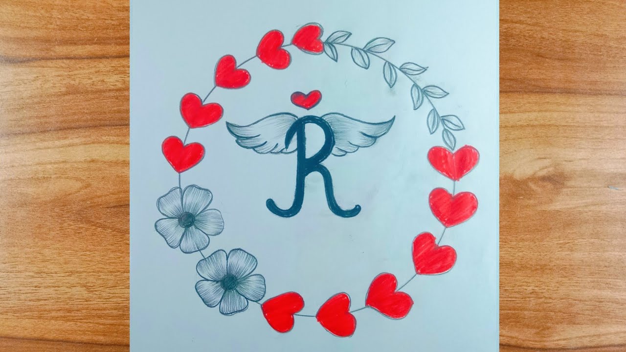 Beautiful R letter circle drawing|| pencil drawing in a circle R letter|| for beginners drawing
