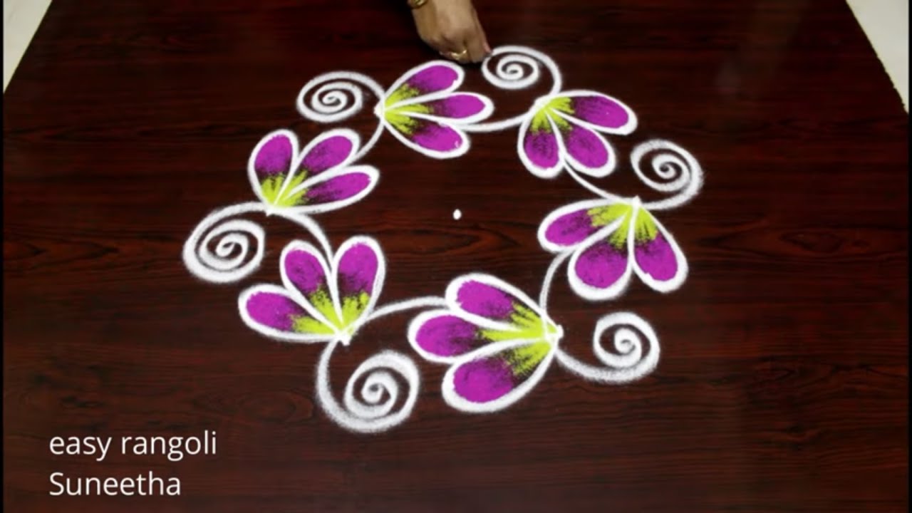 Creative kolangal with 5dots || Sankranthi color muggulu || Small n New Pongal Kolam