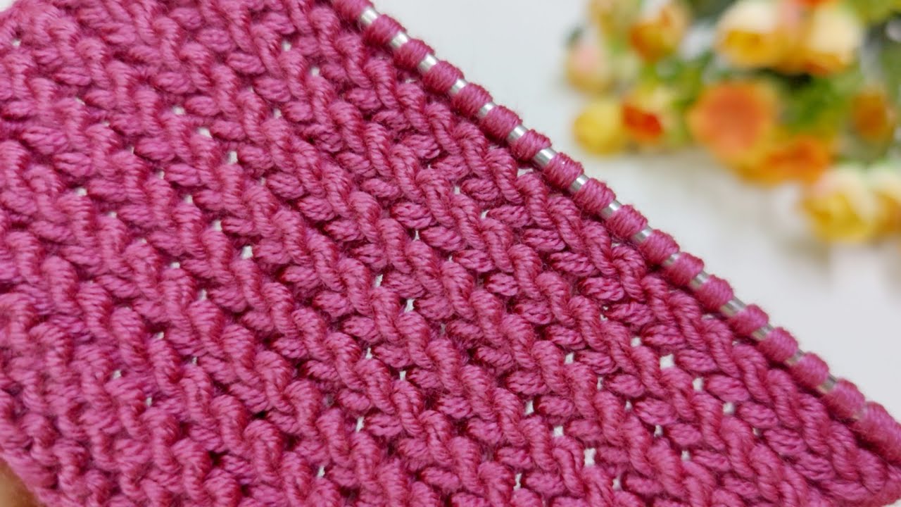 1 फंदे की बेहद आसान बुनाई, Very Easy Horizontal Tiny Braid Knitting Pattern