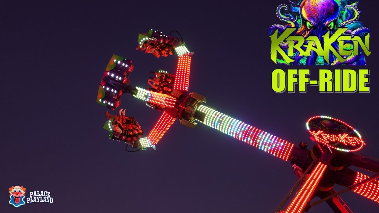Kraken Off-Ride Footage, Palace Playland Technical Park Inverting Frisbee | Non-Copyright