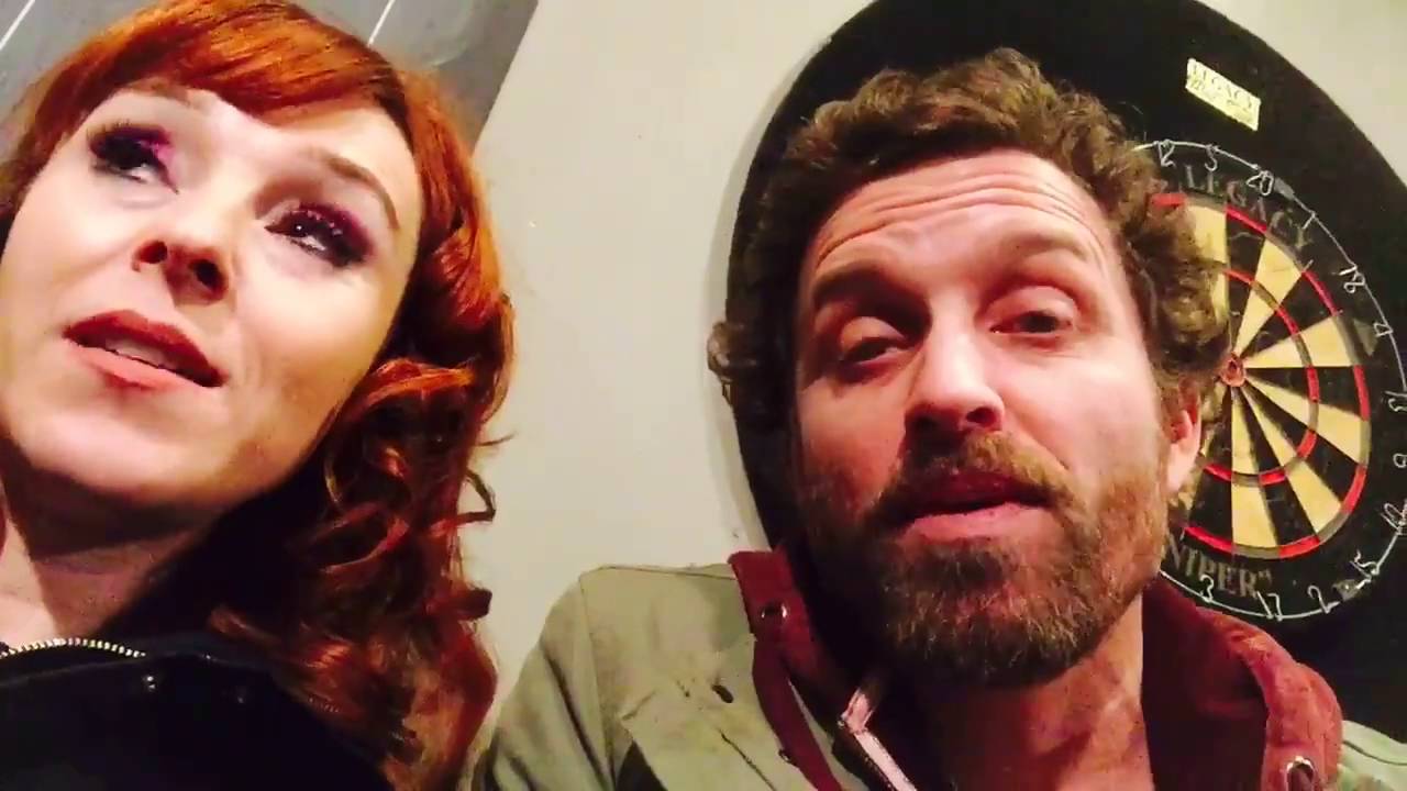 Supernatural 11x23-Ruth Connell-BTS with Rob Benedict why Misha won't sit beside us.