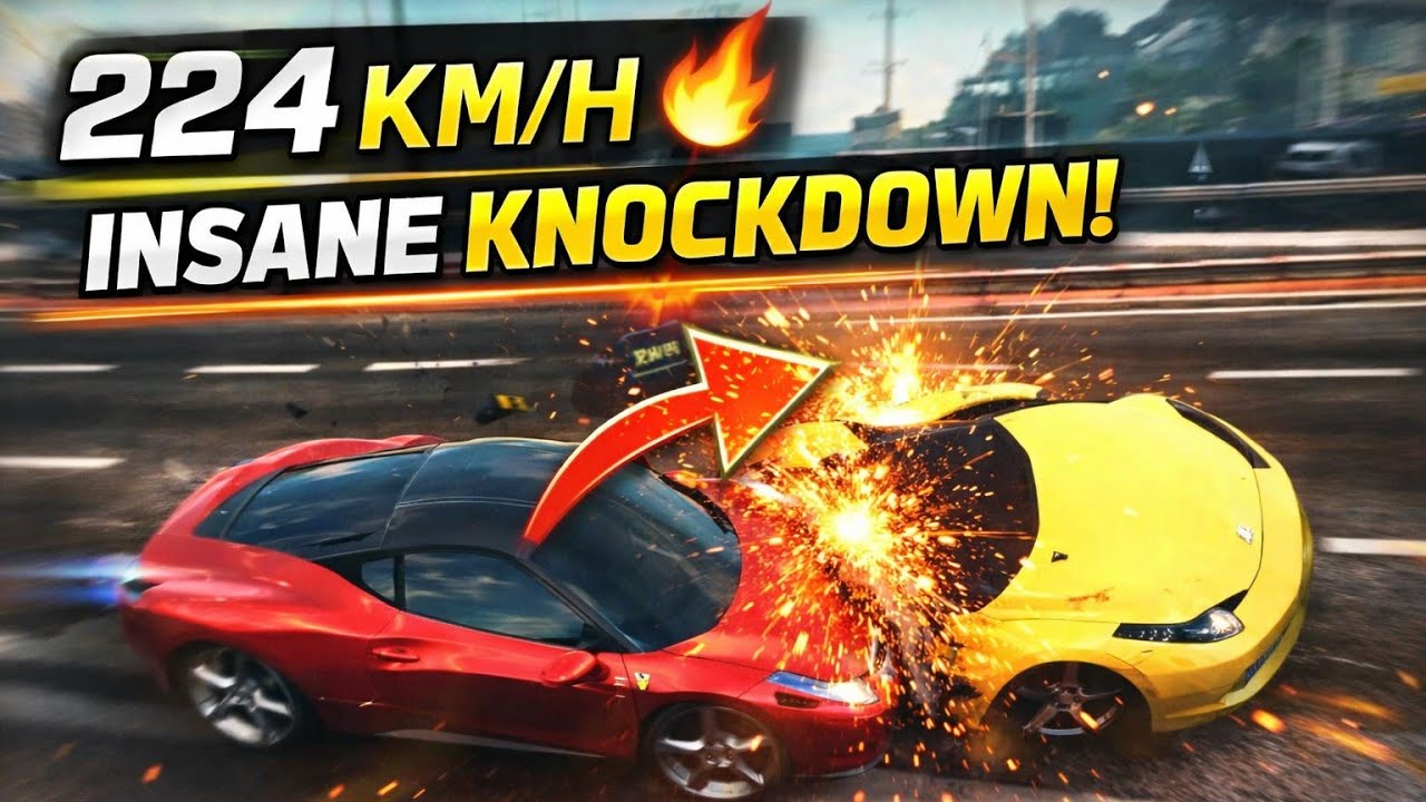 224 KM/H INSANE KNOCKDOWN 💥 | High Speed Car Crash Gameplay