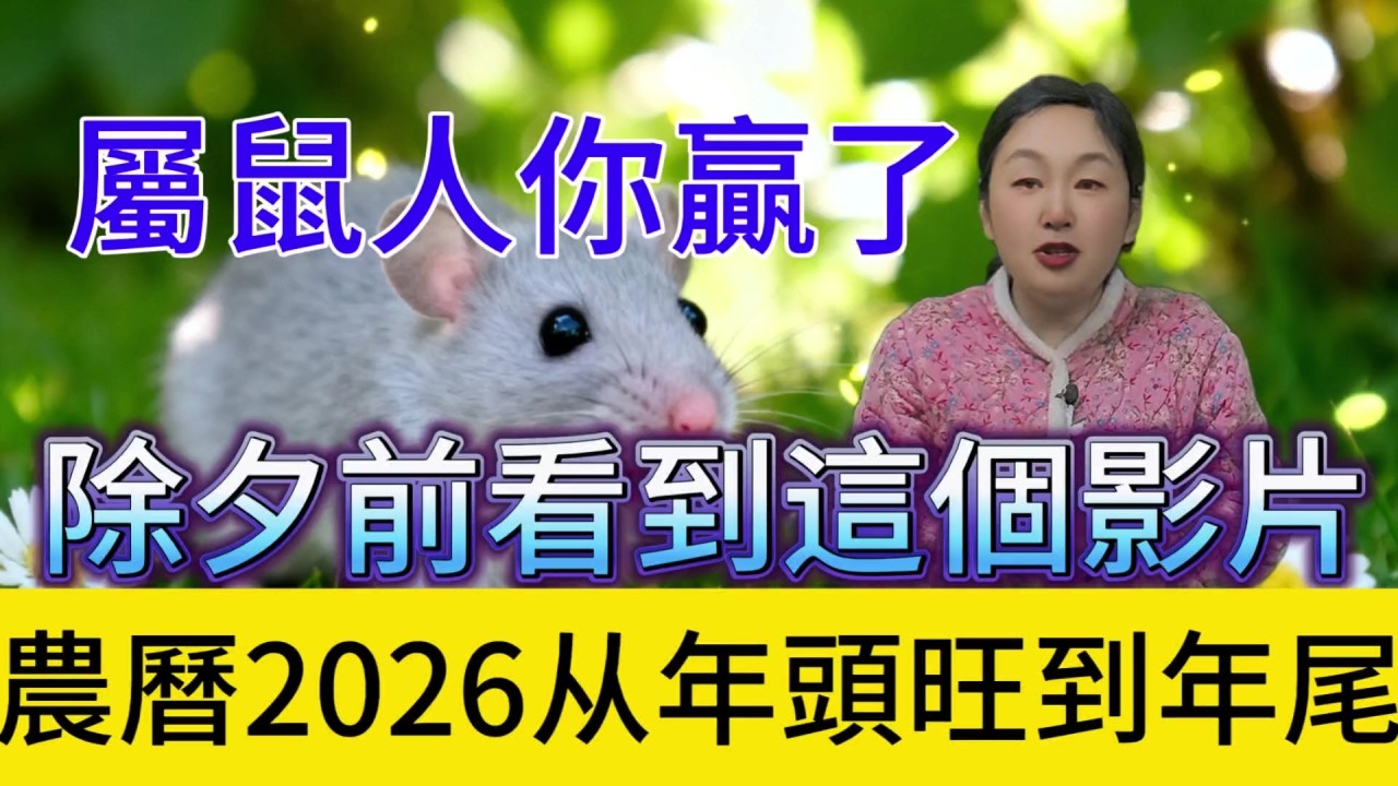 屬鼠人你贏了！如果在除夕（2 月 16 日）前看到這個視頻，農曆 2026 年從年頭旺到年尾 大贏一整年！#運勢 #補財庫旺財氣 #正能量 #財富