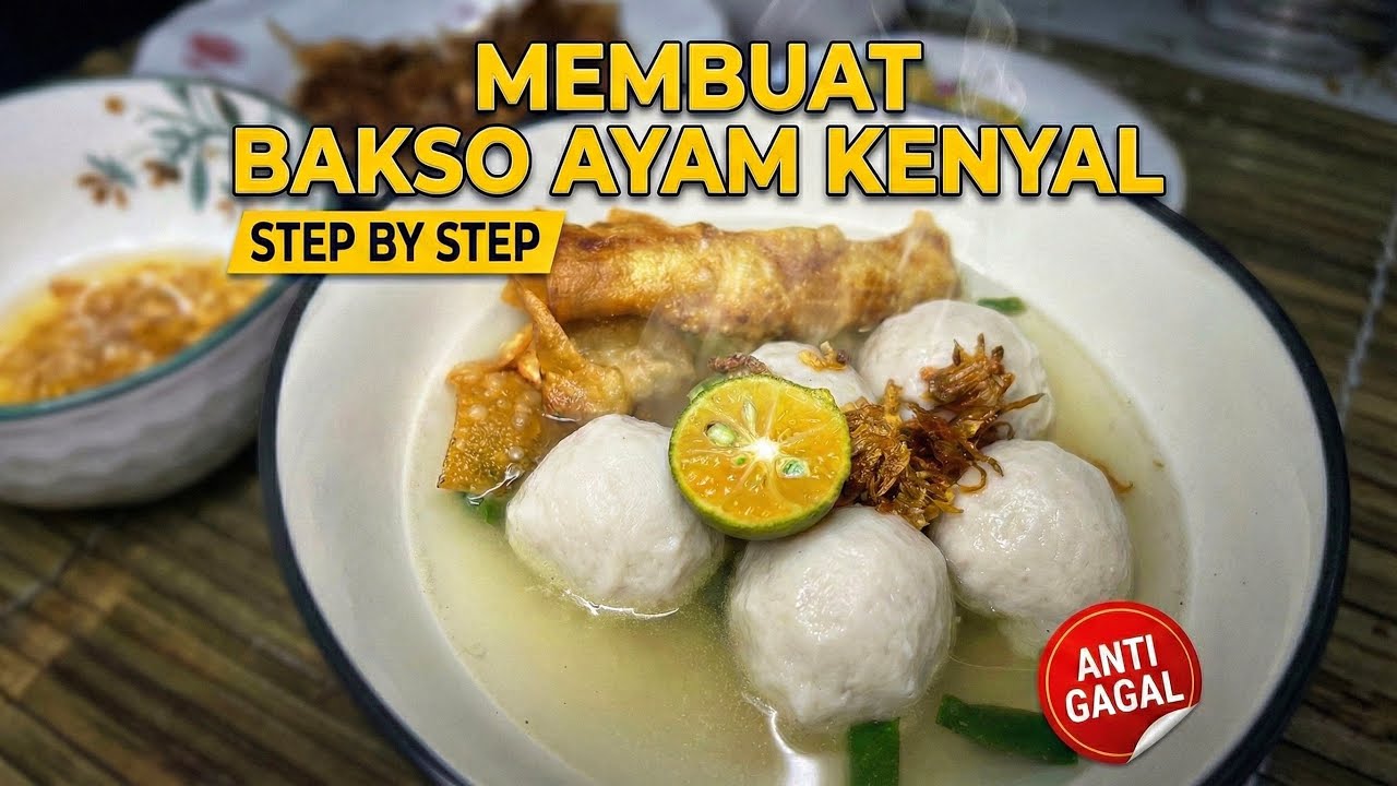 RAHASIA Bakso Ayam SUPER KENYAL & Padat! Resep Lengkap Step by Step (+Kuah Segar Anti Gagal)