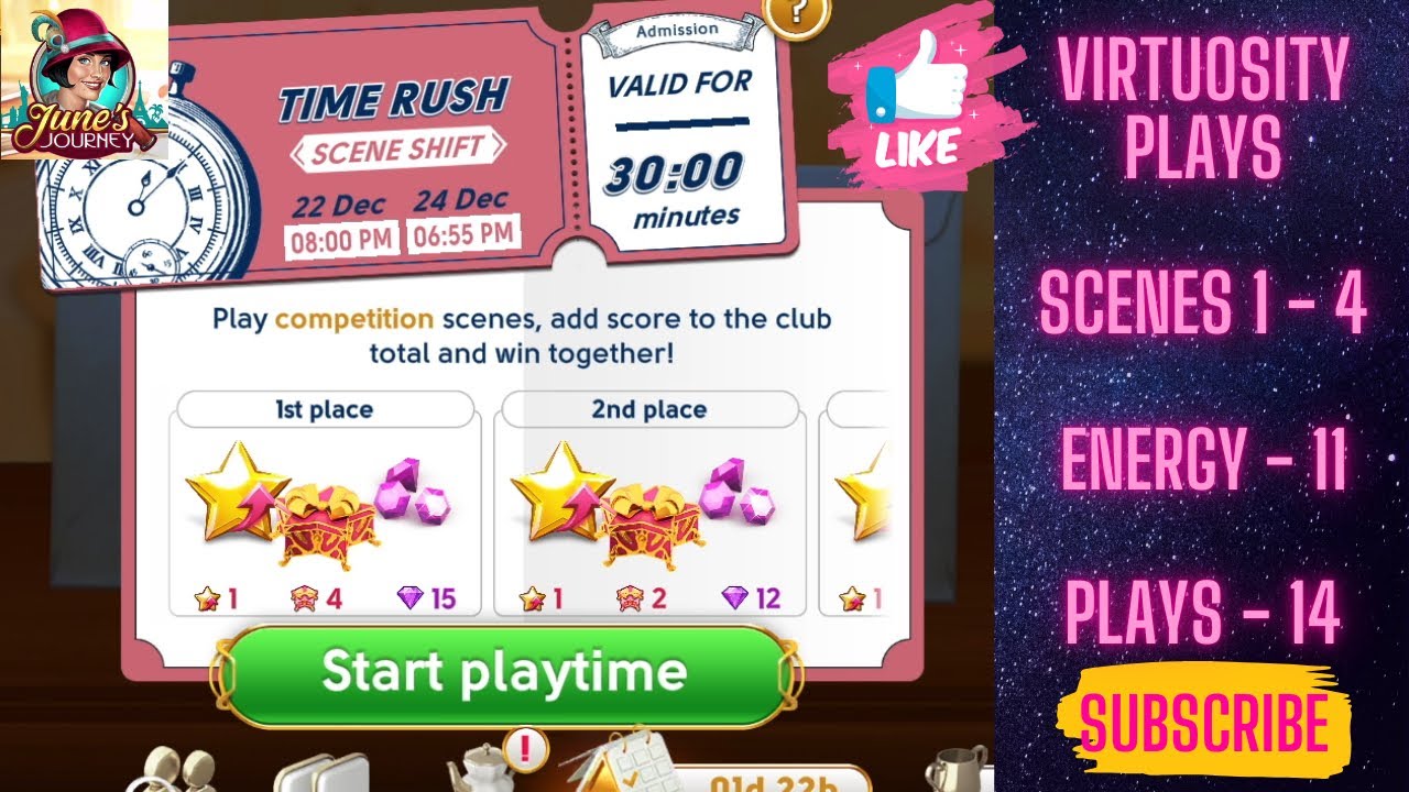 June’s Journey Time Rush Scene Shift Competition 22 - 24 December, 2025 Energy 11 Scenes 1 - 4