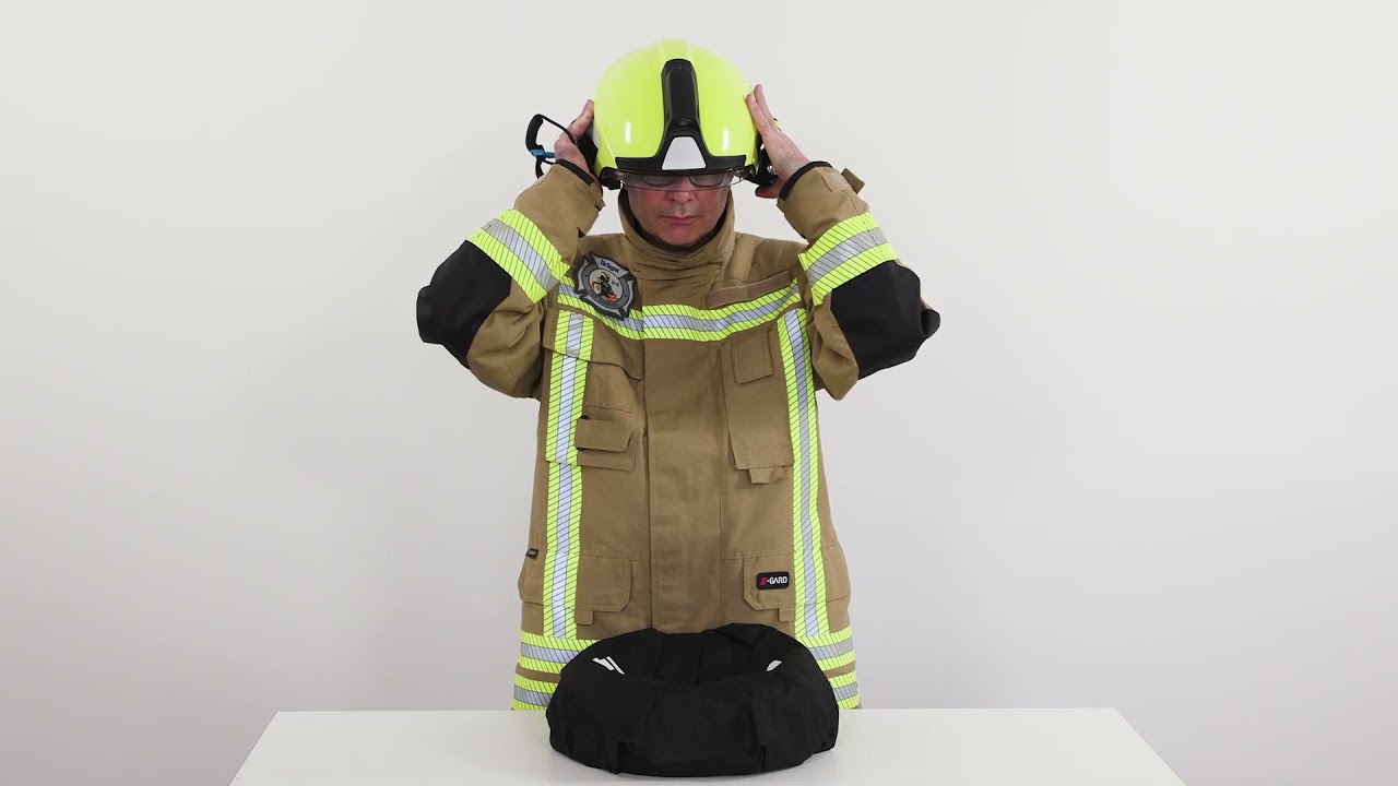 Capacete de inc&ecirc;ndio e resgate Dr&auml;ger HPS&reg; SafeGuard: Colocar e retirar