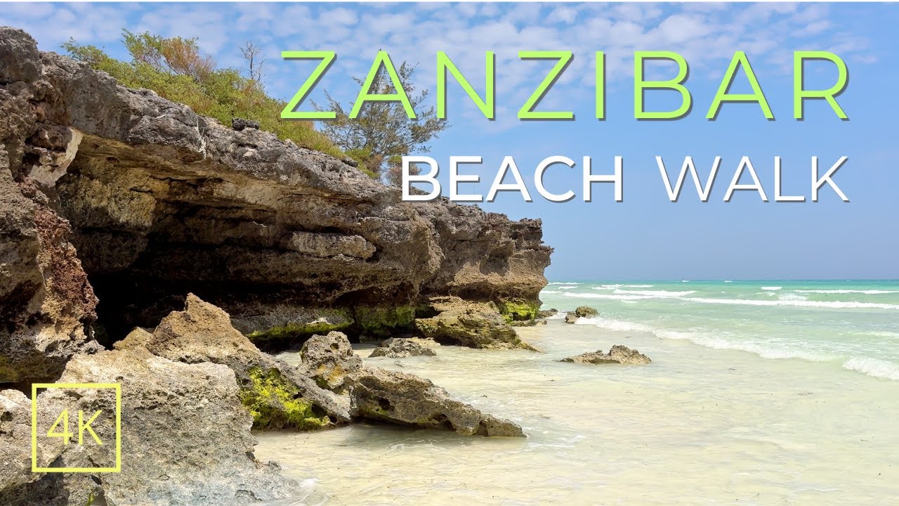 Zanzibar Beach Walk - Ocean Sounds - 4K - Nature Video Relax / Virtual Travel / Study